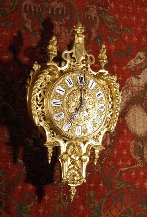 Stunning Large Gilt Brass Cartel Clock
